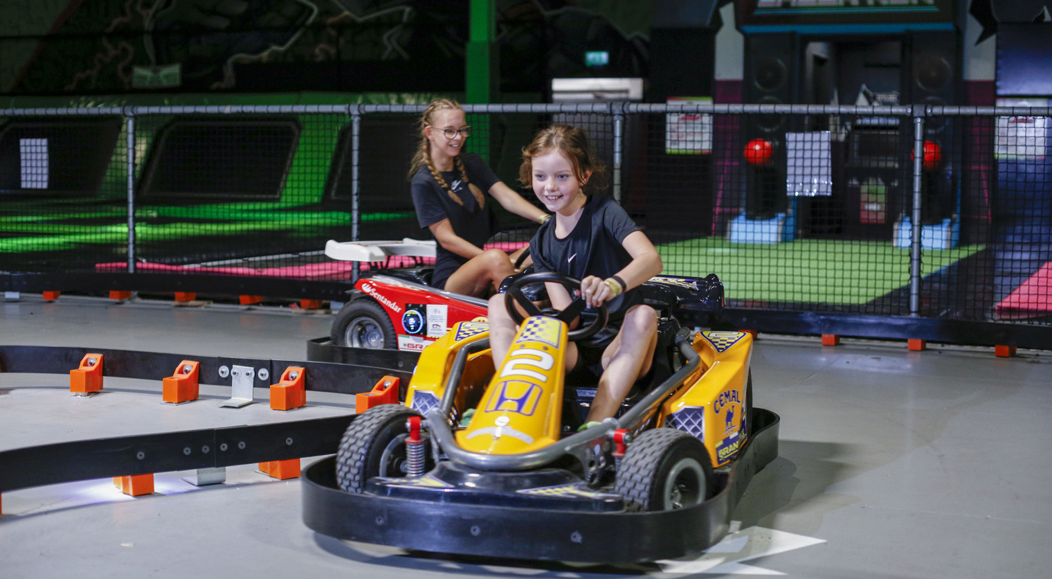 Children enjoying the Go Karts at Flip Out UK