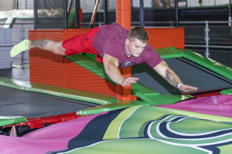 Man bouncing onto Airbag at Flip Out UK