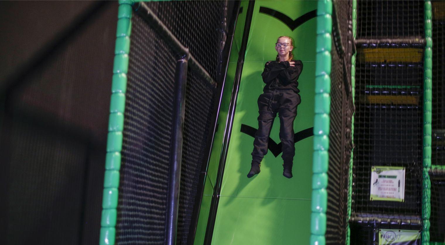 Girl on Drop Slide at Flip Out UK